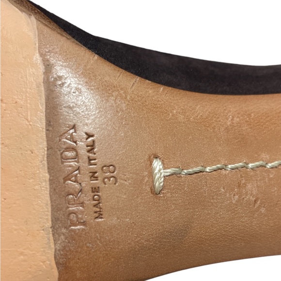 Prada- Vintage Suede Mocha Block Heel Loafer Size 38 VGUC - Picture 7 of 9